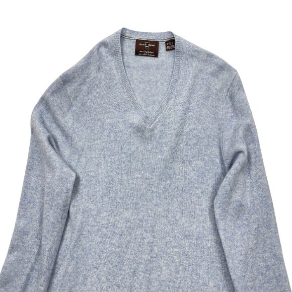 Black Brown 1826 Cashmere Sweater Men's Medium Blue Long Sleeve V-Neck - Picture 2 of 6